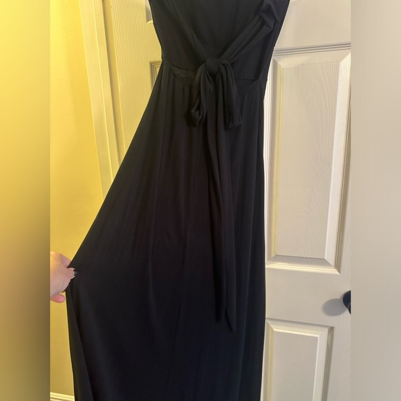 Alexis by Tal Sheyn Couture Strapless Black Maxi Dress A-Line Long Tie Dress USA - Picture 12 of 12